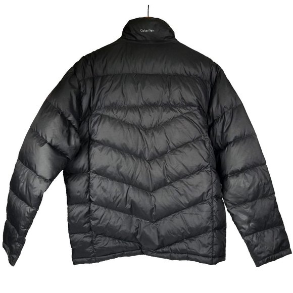 Calvin Klein Puffer Lightweight Duck Down Men's Large Black Jacket Coat - Picture 3 of 9